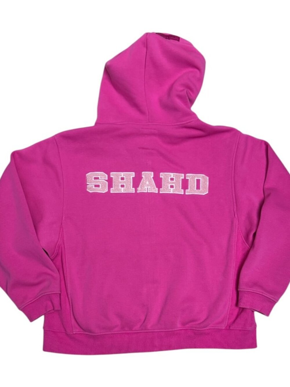 SHAHD NY Fleece PINK Full Zip Sweatshirt Designer Streetwear Hoodie Womens Small